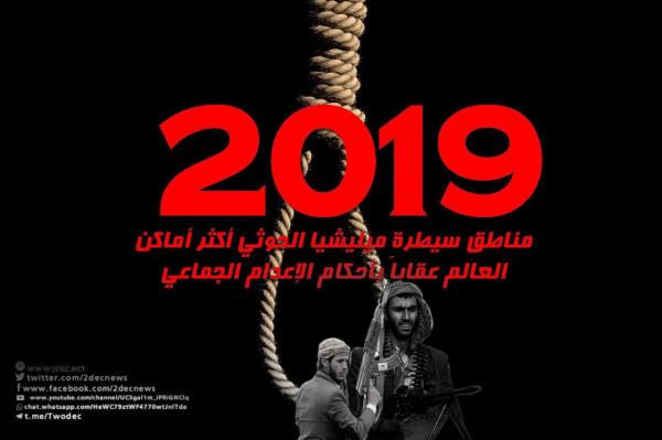 2019 مناطق سيطرة ميليشيا الحوثي أكثر أماكن العالم عقاباً بأحكام الإعدام الجماعي