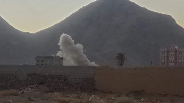سقوط صاروخ حوثي على ورشة في بيحان شبوة 