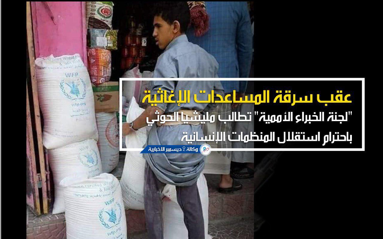 عقب سرقة المساعدات الإغاثية.. «لجنة الخبراء الأممية» تطالب مليشيا الحوثي باحترام استقلال المنظمات الإنسانية