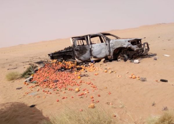 الجوف.. احتراق سيارة مزارع بانفجار لغم حوثي وتلف محصول مزرعته