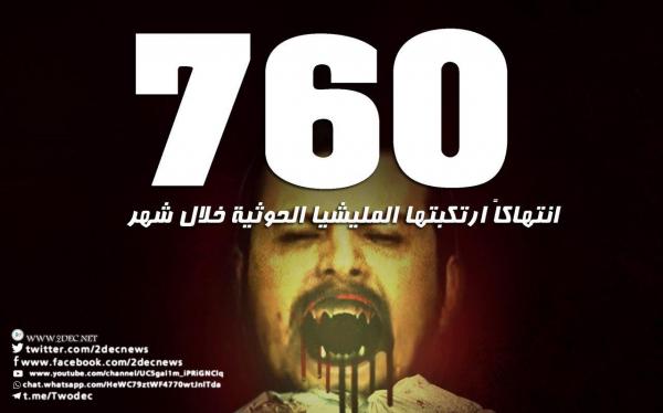 تقرير حقوقي: مليشيا الكهنوت ترتكب قرابة 760 انتهاكا خلال شهر