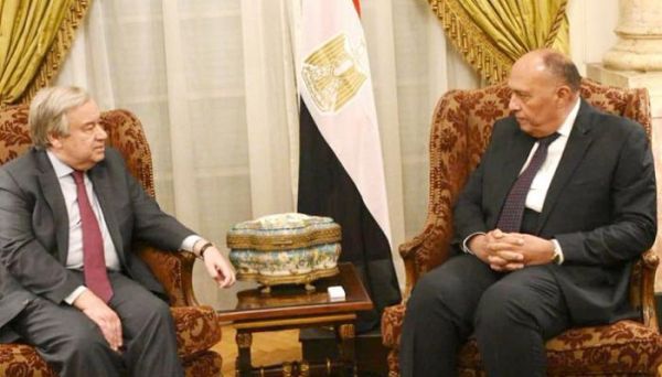 شكري يطلع جوتيريس على مقترح مصر بشأن وساطة سد النهضة