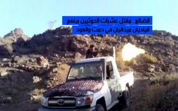 الضالع.. مقتل عشرات الحوثيين بينهم قياديان ميدانيان في دمت والعود