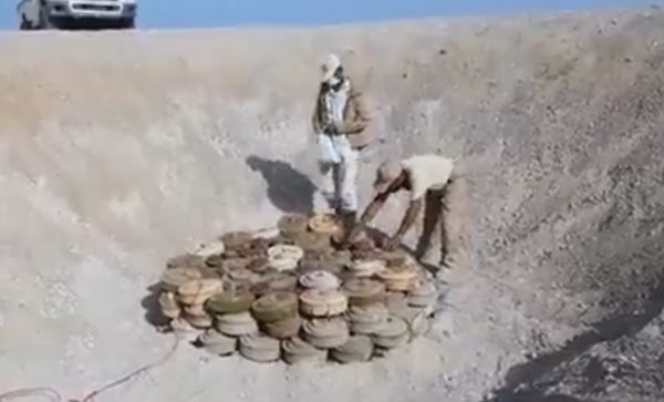 "مسام" يعلن إتلاف وتفجير كمية جديدة من الألغام الحوثية في شبوة