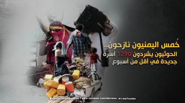 خُمس اليمنيين نازحون.. الحوثيون يشردون 1290 أسرة جديدة في أقل من أسبوع