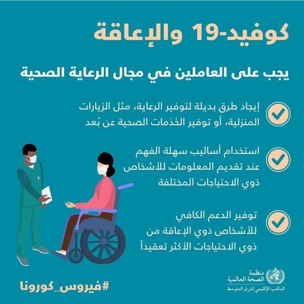 ما يجب على العاملين في مجال الرعاية الصحية عمله بالنسبة لـ الأشخاص ذوي الإعاقة في ظل أزمة كوفيد19