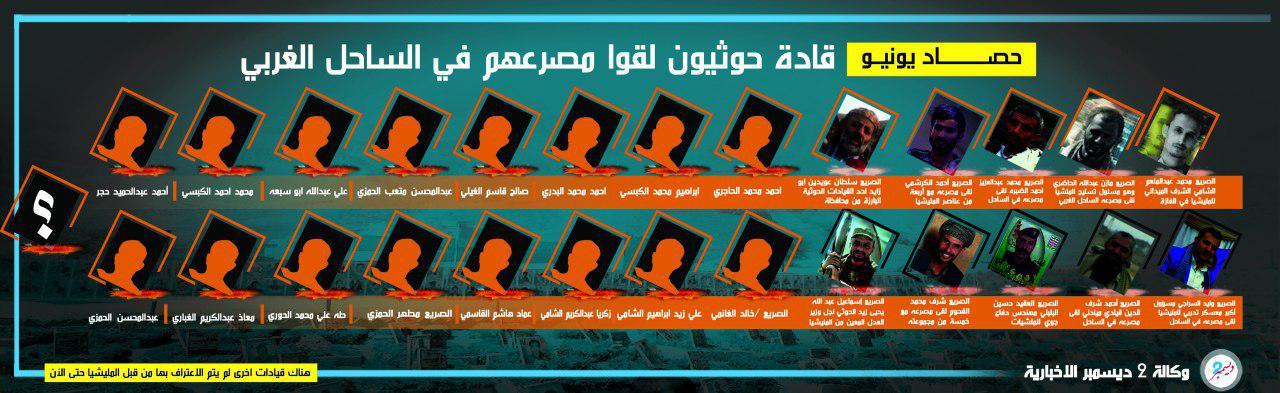حصاد يونيو.. قادة حوثيون لقوا مصرعهم في الساحل الغربي