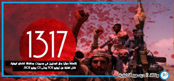 (١٣١٧) انتهاكاً ارتكبته مليشيا الحوثي بحق المدنيين في الضالع