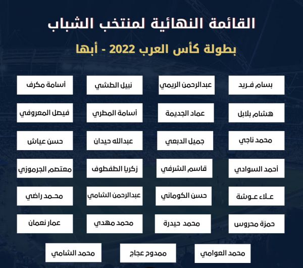 منتخب اليمن يستهل مشاركته في كأس العرب للشباب بمواجهة الأردن