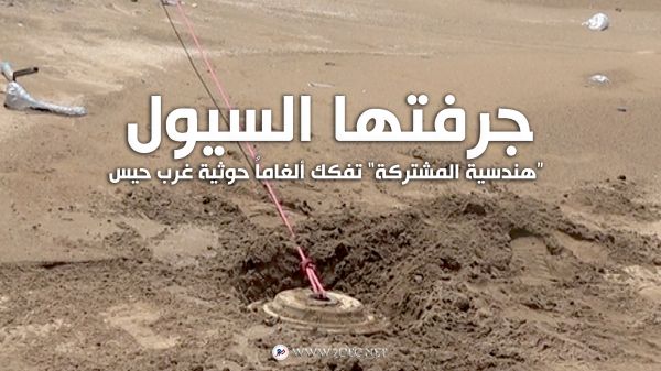 "هندسية المشتركة" تفكك ألغاماً حوثية جرفتها السيول غرب حيس