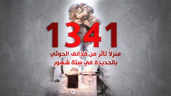 1341 منزلاً تأثر من قذائف الحوثي بالحديدة في ستة شهور