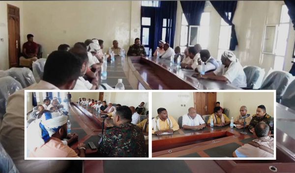 فيديو| العميد ورق يناقش مع "الشيخ نصر زيد" ومدير عام حيس جُملة من القضايا الأمنية 