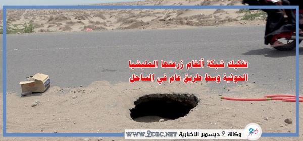 تفكيك شبكة ألغام زرعتها المليشيا الحوثية قبل دحرها وسط طريق عام في الساحل الغربي (فيديو)