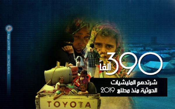 ميليشيا الحوثي شردت 390 ألف فرد منذ مطلع 2019