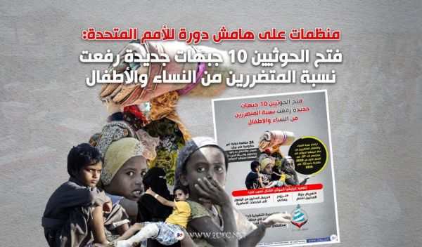 إنفوجرافيك| منظمات على هامش دورة للأمم المتحدة: فتح الحوثيين 10 جبهات جديدة رفعت نسبة المتضررين من النساء والأطفال