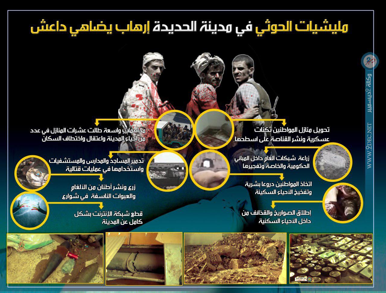 إنفوجرافيك| مليشيات الحوثي في مدينة الحديدة إرهاب يضاهي داعش