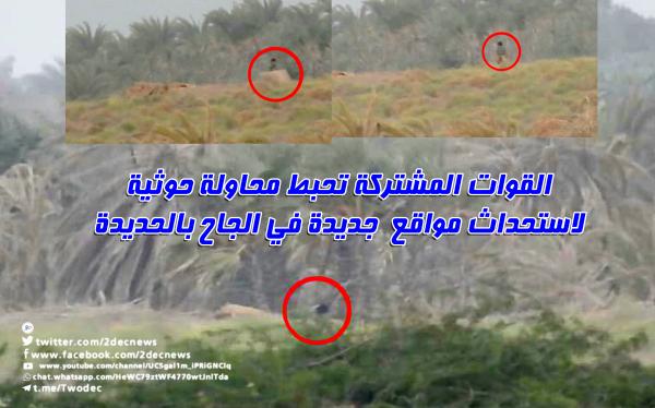 فيديو| القوات المشتركة تحبط محاولة حوثية لاستحداث مواقع  جديدة في الجاح بالحديدة