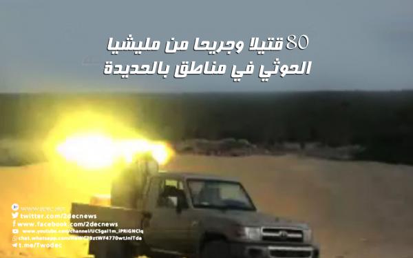 80 قتيلا وجريحا من مليشيا الحوثي في مناطق بالحديدة 